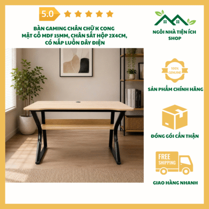 bàn gaming chân chữ k cong mặt gỗ mdf chân sắt hộp 2x4cm