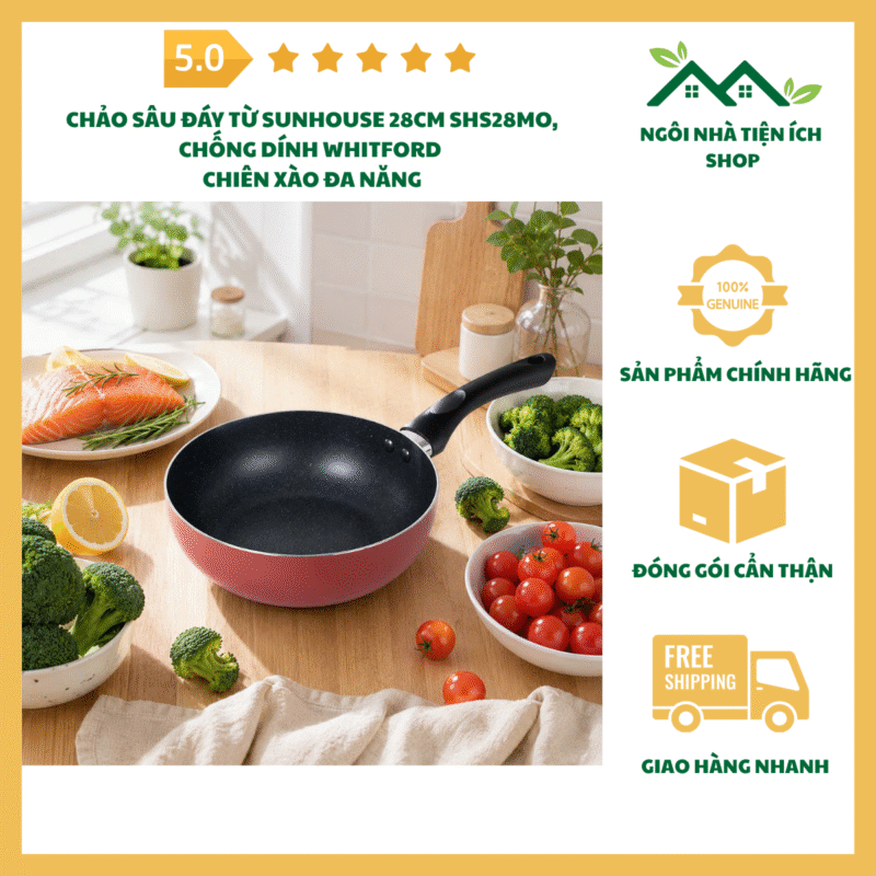chảo sâu đáy từ sunhouse shs28mo 28cm chống dính whitford
