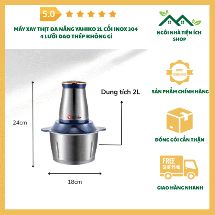 máy xay thịt yahiko 2l cối inox 304 4 lưỡi dao đa năng