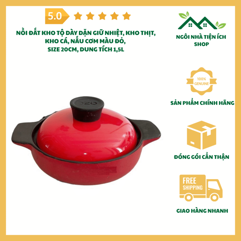 nồi đất kho tộ size 20cm dày dặn giữ nhiệt tốt kho cá kho thịt
