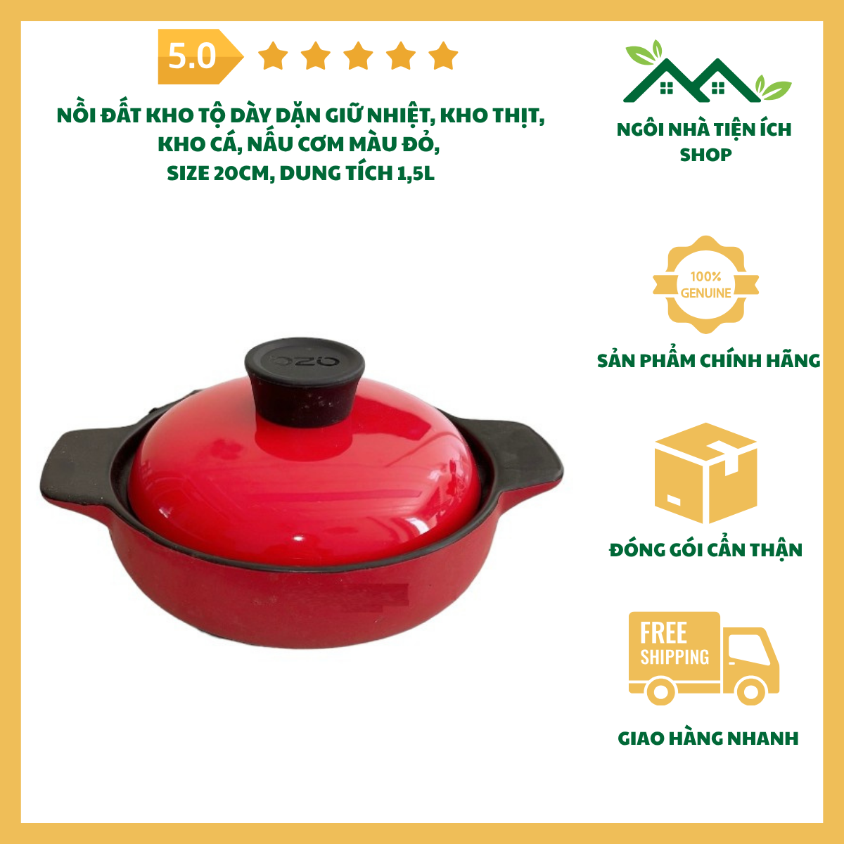 ngoinhatienich nồi đất kho tộ size 20cm dày dặn giữ nhiệt tốt kho cá kho thịt