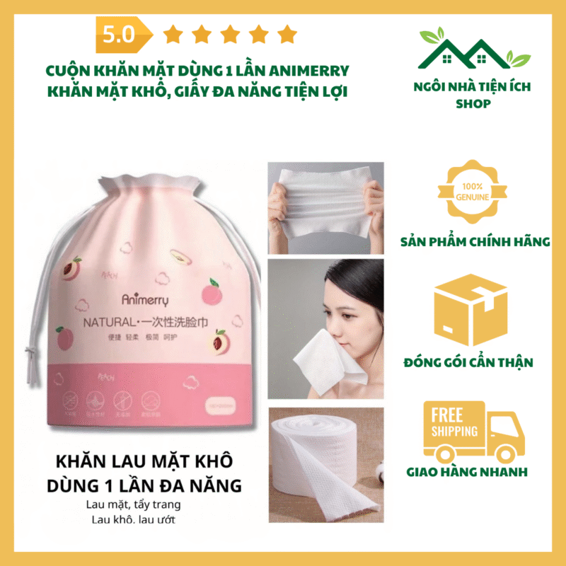 khăn giấy đa năng túi hồng cotton mềm mại dùng lau mặt skincare