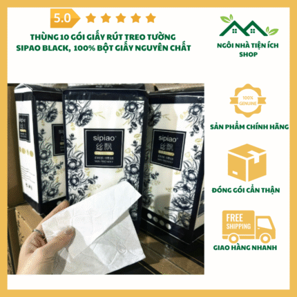 thùng 10 bịch khăn giấy rút sipao hoa cúc 4 lớp cao cấp