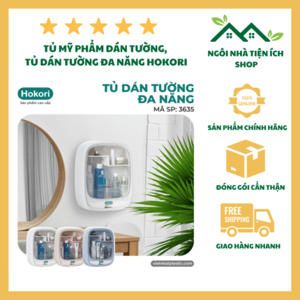 Tủ Dán Tường Đa Năng Hokori 3635 Thiết Kế 2 Ngăn Chịu Lực 10Kg Dùng Đựng Mỹ Phẩm Trang Sức Và Thuốc Gia Đình Gọn Gàng
