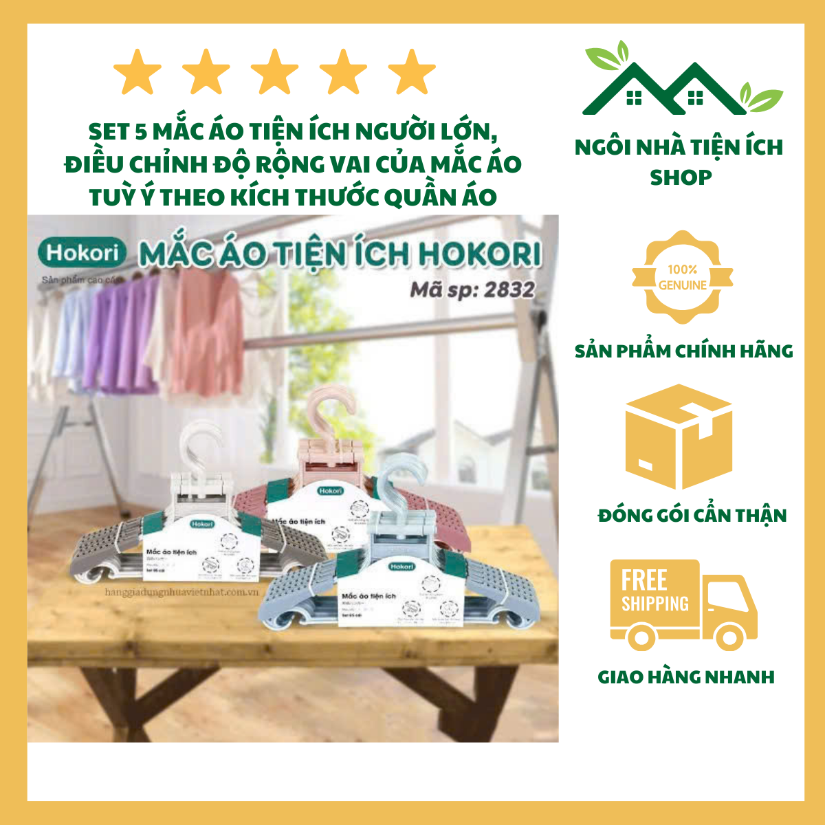 ngoi nha tien ich (1) Set 10 Móc Áo Người Lớn Tiện Ích Hokori 2832 Móc Treo Quần Áo Điều Chỉnh Độ Rộng Vai Nhựa PP Cao Cấp Xoay 360 Độ Tiện Lợi