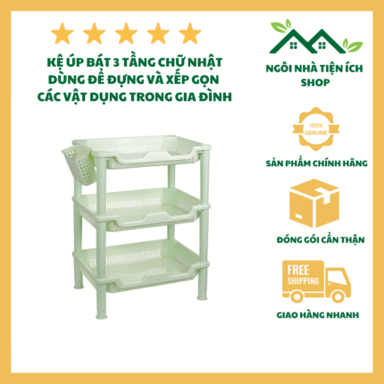 Kệ Chữ Nhật Đa Năng 3 Tầng Hokori Nhựa PP Cao Cấp