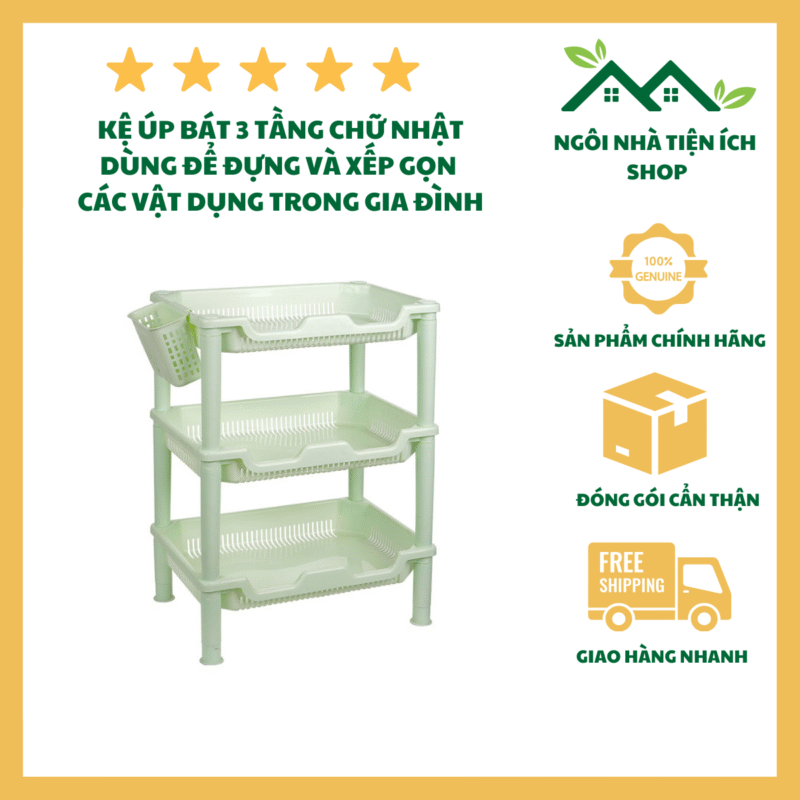 Kệ Chữ Nhật Đa Năng 3 Tầng Hokori Nhựa PP Cao Cấp