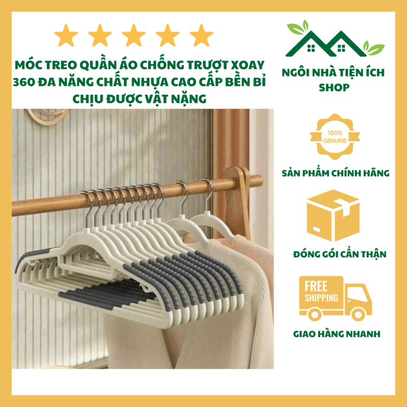 Móc Treo Quần Áo Chống Trượt Xoay 360 Độ Chất Liệu Nhựa Cao Cấp Bền Bỉ Chống Tuột Hiệu Quả Treo Quần Áo Khô Và Ướt Tiện Lợi Cho Gia Đình Và Cửa Hàng Thời Trang