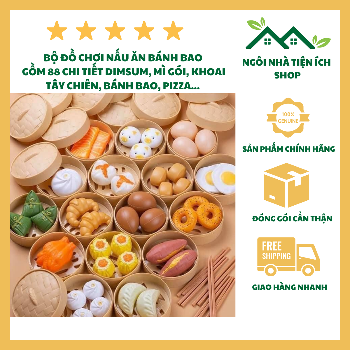 ngoi nha tien ich Bộ Đồ Chơi Nấu Ăn Bánh Bao, Pizza 88 Chi Tiết Cho Bé Phát Triển Tư Duy Sáng Tạo