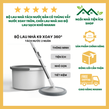 Bộ Chổi Lau Nhà K9 Tự Vắt Tách Nước Bẩn Thông Minh Xoay 360 Độ Lau Nhà Tiện Lợi Bền Đẹp Cho Gia Đình