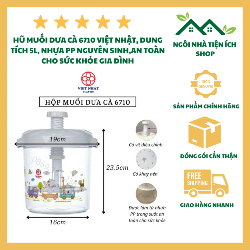 Hộp Muối Dưa Cà Việt Nhật Nắp Xoáy Thông Minh Nhựa PP Trong Suốt Dùng Muối Dưa Cà Tiện Lợi Gia Đình