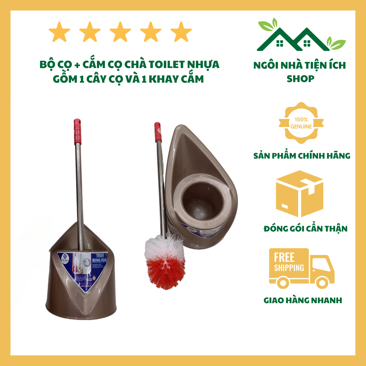 ngoi nha tien ich (2) Bộ Cọ Tròn Inox 5859 Cán Inox Dài Chắc Chắn Lông Cọ Dày Bền Bỉ Giúp Làm Sạch Hiệu Quả Bồn Cầu Nhà Tắm Và Các Vết Bẩn Cứng Đầu Trong Gia Đình