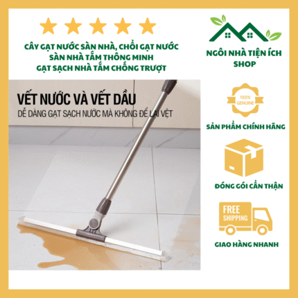 Cây Gạt Nước Sàn Nhà Thông Minh Cán Inox Kéo Dài Đầu Xoay 360 Độ Chổi Gạt Nước Nhà Tắm Đa Năng Tiện Lợi