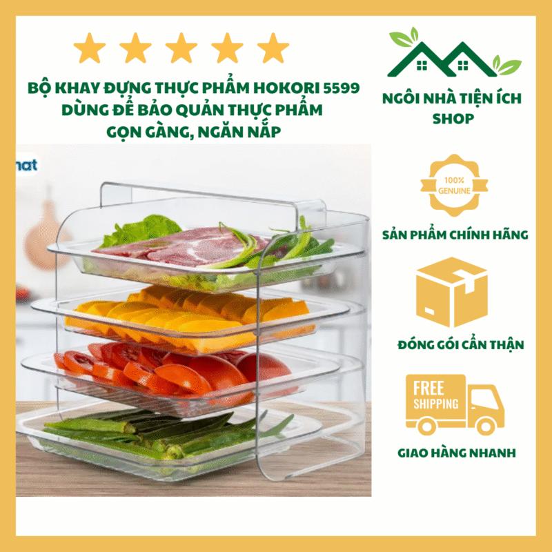 Bộ Khay Đựng Thực Phẩm Hokori 5599 Thiết Kế Nhiều Ngăn Tháo Rời Có Quai Xách Tiện Lợi Cho Gia Đình Và Tiệc Lẩu