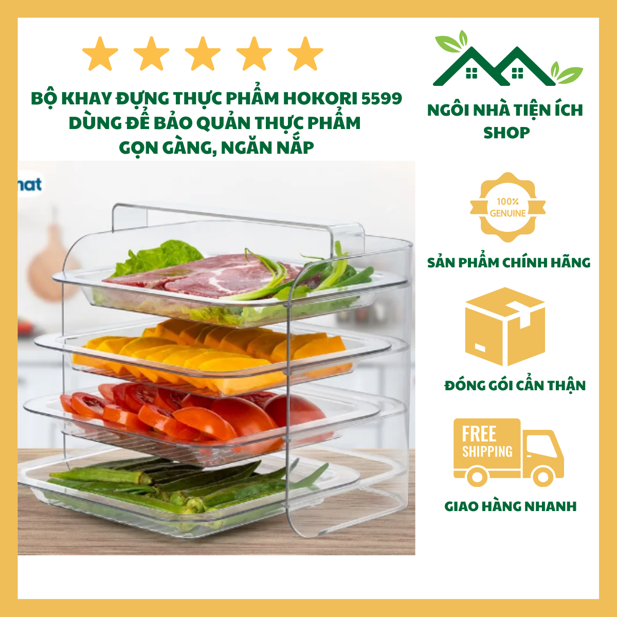 ngoi nha tien ich Bộ Khay Đựng Thực Phẩm Hokori 5599 Thiết Kế Nhiều Ngăn Tháo Rời Có Quai Xách Tiện Lợi Cho Gia Đình Và Tiệc Lẩu