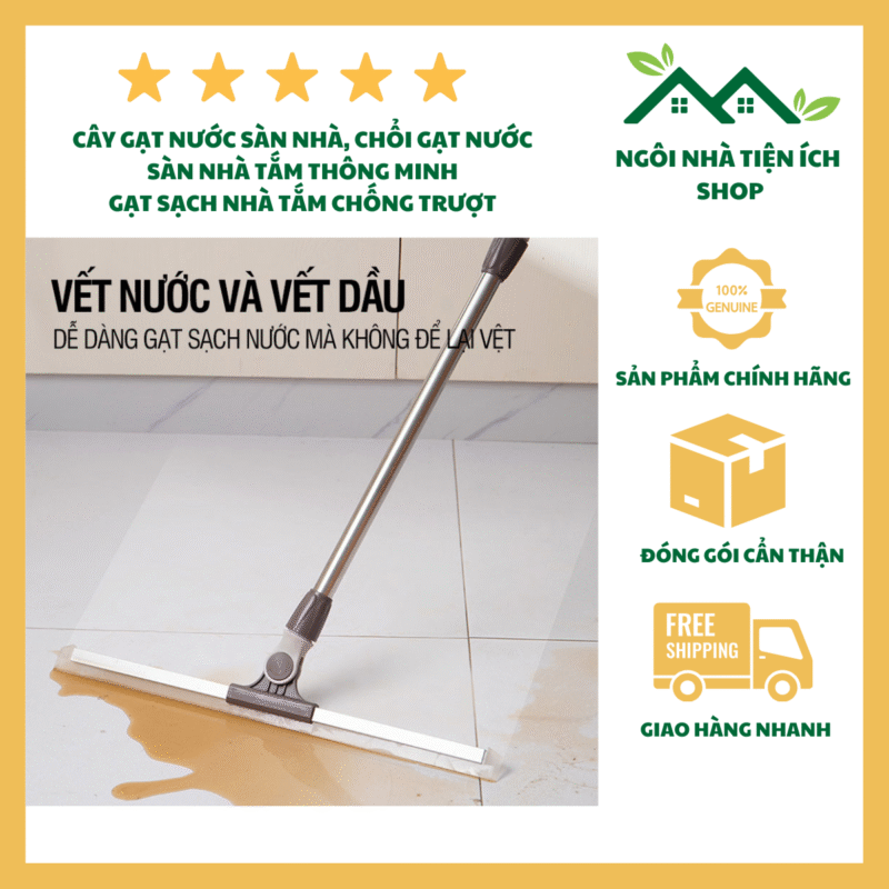 Cây Gạt Nước Sàn Nhà Thông Minh Cán Inox Kéo Dài Đầu Xoay 360 Độ Chổi Gạt Nước Nhà Tắm Đa Năng Tiện Lợi