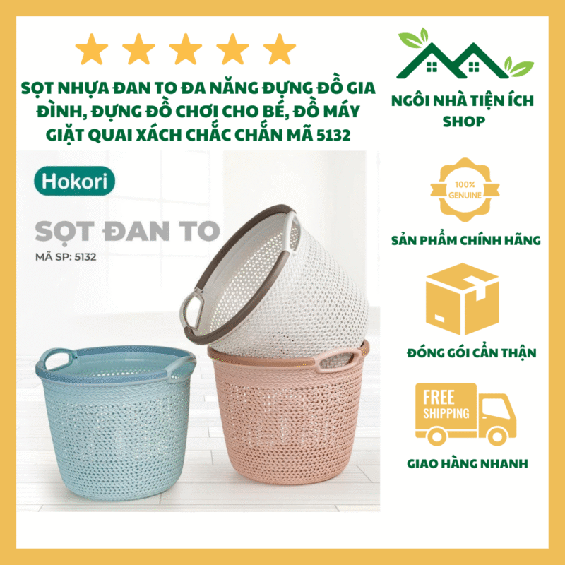 Sọt Đan To Hokori 5132 Thiết Kế Đan Tinh Tế Sang Trọng Chất Liệu Nhựa PP Cao Cấp Bền Đẹp Đựng Quần Áo Đồ Chơi Đồ Gia Dụng Đa Năng Cho Gia Đình Hiện Đại Và Gọn Gàng