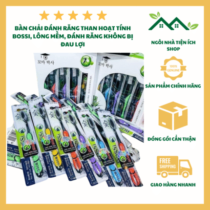 Bàn Chải Than Tre Hoạt Tính Bossi, Hộp 30 Cái, Lông Siêu Mềm Nano, Chăm Sóc Răng Miệng Hiệu Quả Cho Cả Gia Đình