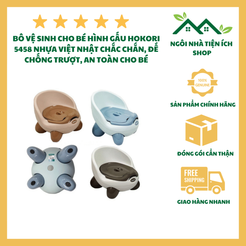 Bô Gấu Hokori 5458 Cho Bé Tập Đi Vệ Sinh An Toàn Thiết Kế Dễ Thương