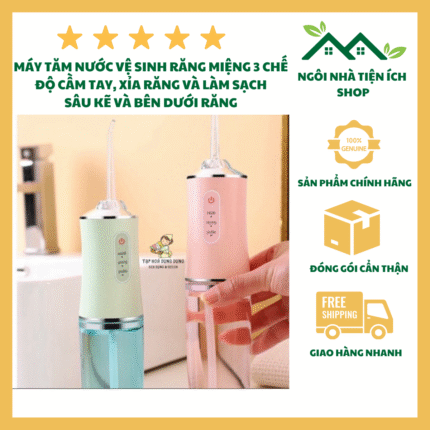 Máy Tăm Nước Cầm Tay Sạc Điện 4 Đầu Tăm Áp Lực Cao Làm Sạch Kẽ Răng Và Chăm Sóc Nướu Hiệu Quả