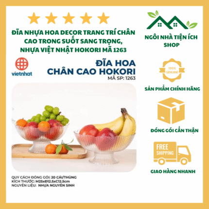 Đĩa Hoa Chân Cao Hokori 1263 Đĩa Đựng Trái Cây Bánh Kẹo Thiết Kế Dáng Hoa Sang Trọng Lòng Sâu Rộng Chân Đế Vững Chắc Trang Trí Bàn Tiệc Gia Đình