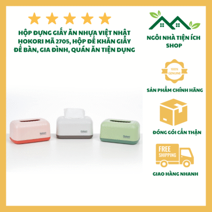 Hộp Giấy Chữ Nhật Hokori 2705 Hộp Đựng Khăn Giấy Nhựa PP Cao Cấp Thiết Kế Hiện Đại Màu Pastel Trang Nhã Cho Mọi Không Gian