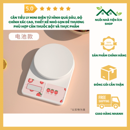 Cân Tiểu Ly Mini Điện Tử Hình Quả Dâu, Độ Chính Xác Cao, Thiết Kế Nhỏ Gọn Dễ Thương Phù Hợp Cân Thuốc Bột Và Thực Phẩm