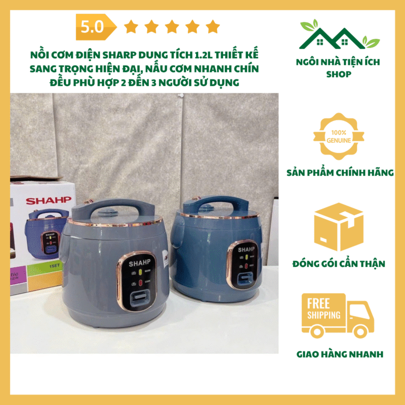 Nồi Cơm Điện Sharp Dung Tích 1.2L Thiết Kế Sang Trọng Hiện Đại Lòng Nồi Chống Dính Cao Cấp Nấu Cơm Nhanh Chín Đều Phù Hợp Cho Gia Đình 2 Đến 3 Người Sử Dụng Và Nhà Bếp Hiện Đại