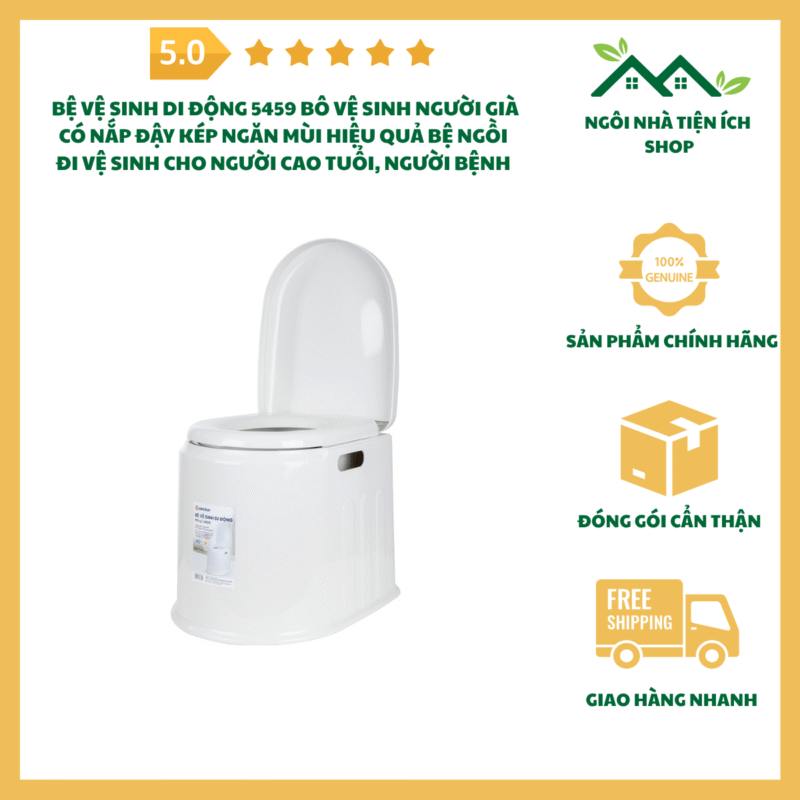 Bệ Vệ Sinh Di Động 5459 Bô Vệ Sinh Người Già Có Nắp Đậy Kép Ngăn Mùi Hiệu Quả Bệ Ngồi Đi Vệ Sinh Cho Người Cao Tuổi Người Bệnh Và Gia Đình