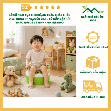 Bô Có Ngai Tựa Cho Bé, An Toàn Chắc Chắn 5452 Nhựa PP Nguyên Sinh Có Nắp Đậy Kín Dễ Vệ Sinh