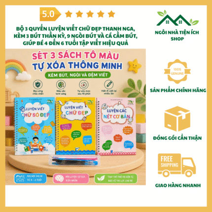 Bộ 3 Quyển Luyện Viết Chữ Đẹp Thanh Nga Cho Bé 4 Đến 6 Tuổi