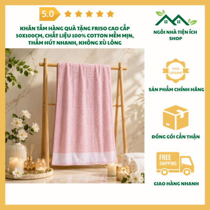 Khăn Tắm Hàng Quà Tặng Friso Cao Cấp 50x100cm 100% Cotton Mềm Mịn Thấm Hút Tốt Không Xù Lông
