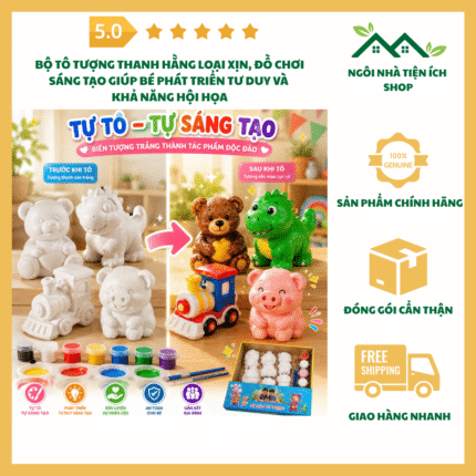 Bộ Tô Tượng Thanh Hằng Loại Xịn Gồm 8 Tượng 6 Lọ Màu 2 Cây Cọ Và Khay Pha Màu Cho Bé Sáng Tạo Và Học Tập Vui Nhộn