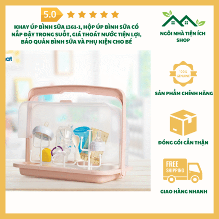 Khay Úp Bình Sữa 1361-1 Hộp Úp Bình Sữa Có Nắp Đậy Trong Suốt