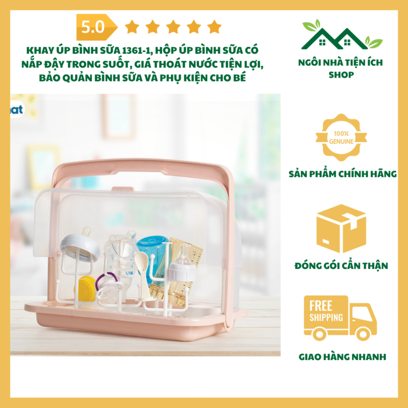 Khay Úp Bình Sữa 1361-1 Hộp Úp Bình Sữa Có Nắp Đậy Trong Suốt