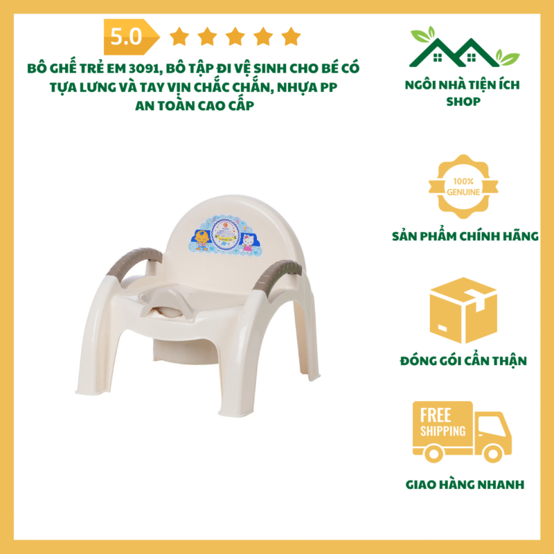 Bô Ghế Trẻ Em 3091 Bô Tập Đi Vệ Sinh Cho Bé Có Tựa Lưng Và Tay Vịn Chắc Chắn