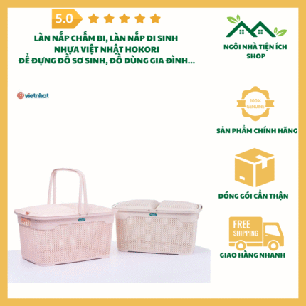 Làn Nắp Chấm Bi Hokori 2609 Giỏ Đựng Đồ Đa Năng Có Nắp Đậy Cao Cấp