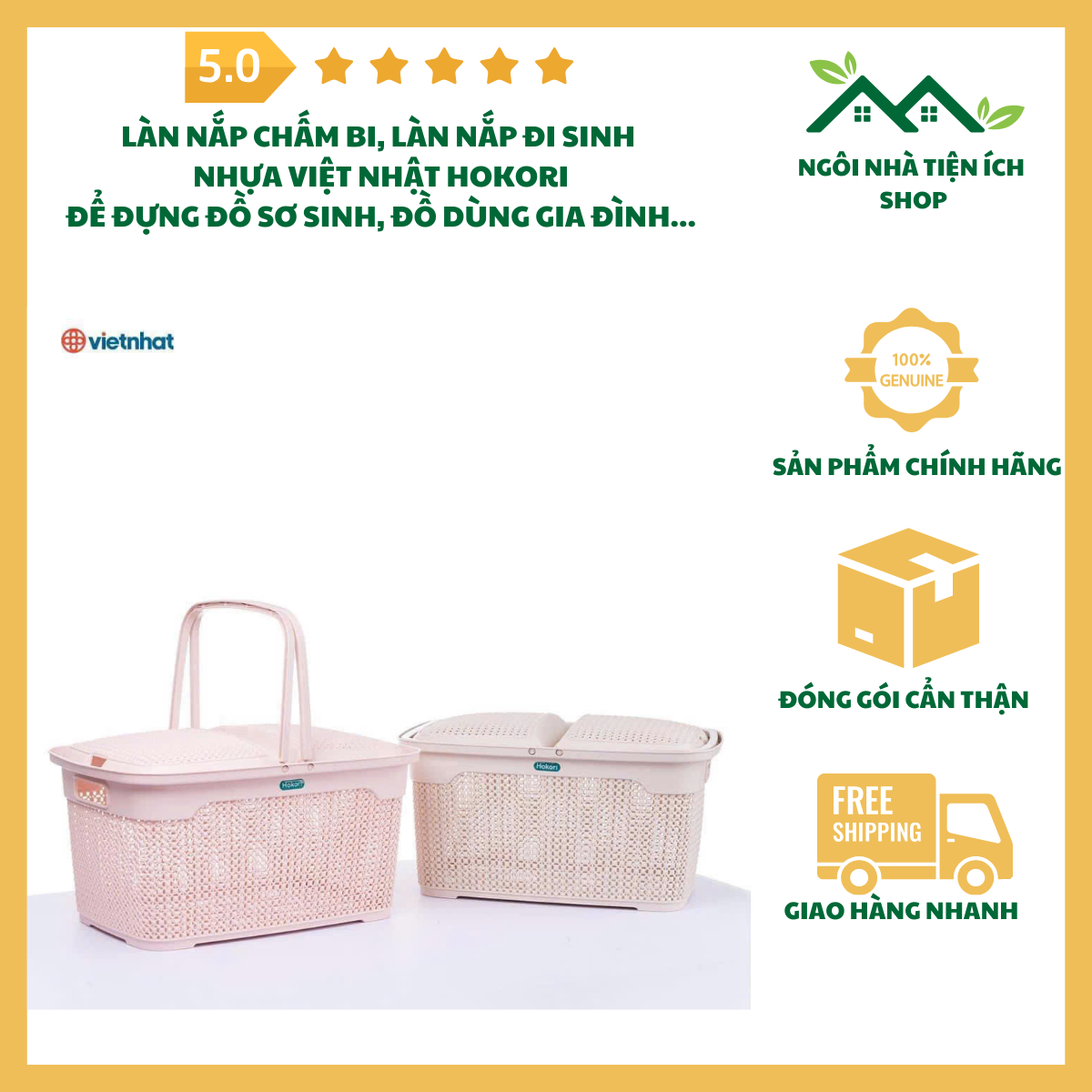 sandiesmall Làn Nắp Chấm Bi Hokori 2609 Giỏ Đựng Đồ Đa Năng Có Nắp Đậy Cao Cấp