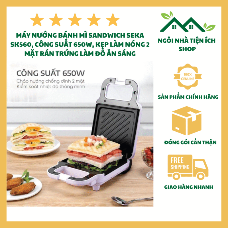 Máy Nướng Bánh SEKA Máy Nướng Bánh Mì Sandwich Đa Năng Chống Dính Cao Cấp