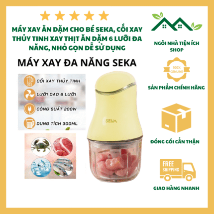Máy Xay Thịt Mini Đa Năng 6 Lưỡi SEKA Cối Thủy Tinh Xay Thực Phẩm Cho Gia Đình