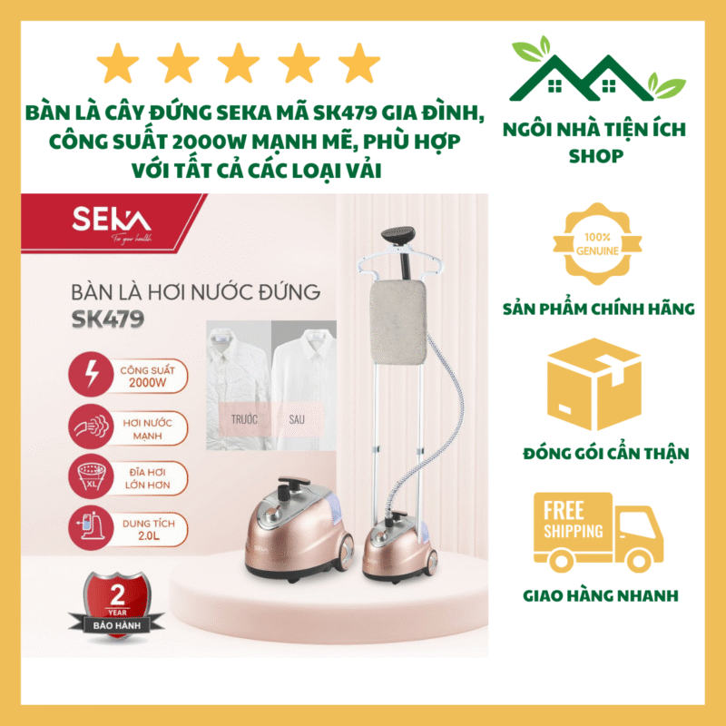 Bàn Là Cây Đứng SEKA SK479 bàn là hơi nước đứng xoay ngang 2000W bình nước 2L