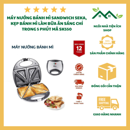 Máy Nướng Bánh Mì SEKA SK550 máy kẹp bánh sandwich 4 bánh chống dính 750W