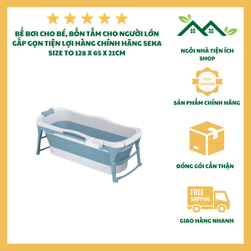 Bể Bơi Cho Bé Bồn Tắm Gấp Gọn Seka Bồn Tắm Cho Người Lớn Size 128 X 65 X 21Cm Chất Liệu PP TPE An Toàn Chịu Tải 300Kg