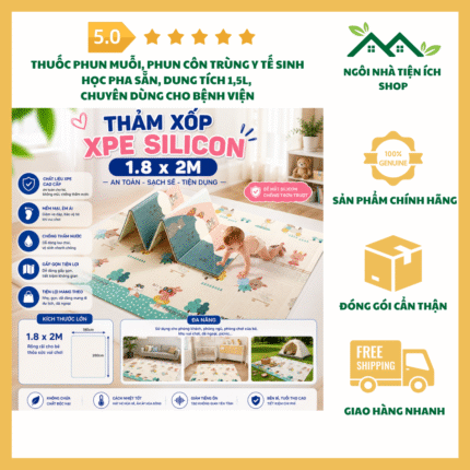 Thảm Xốp XPE Cho Bé Thảm Chơi Gấp Gọn Hai Mặt Thảm Trải Sàn Chống Trơn Trượt Chống Thấm Nước Kích Thước 180 x 200cm