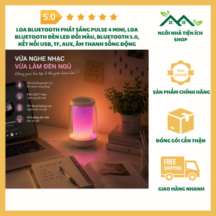 Loa Bluetooth Phát Sáng Pulse 4 Mini Loa Bluetooth Đèn LED Đổi Màu Bluetooth 5.0 Kết Nối USB TF AUX Âm Thanh Sống Động