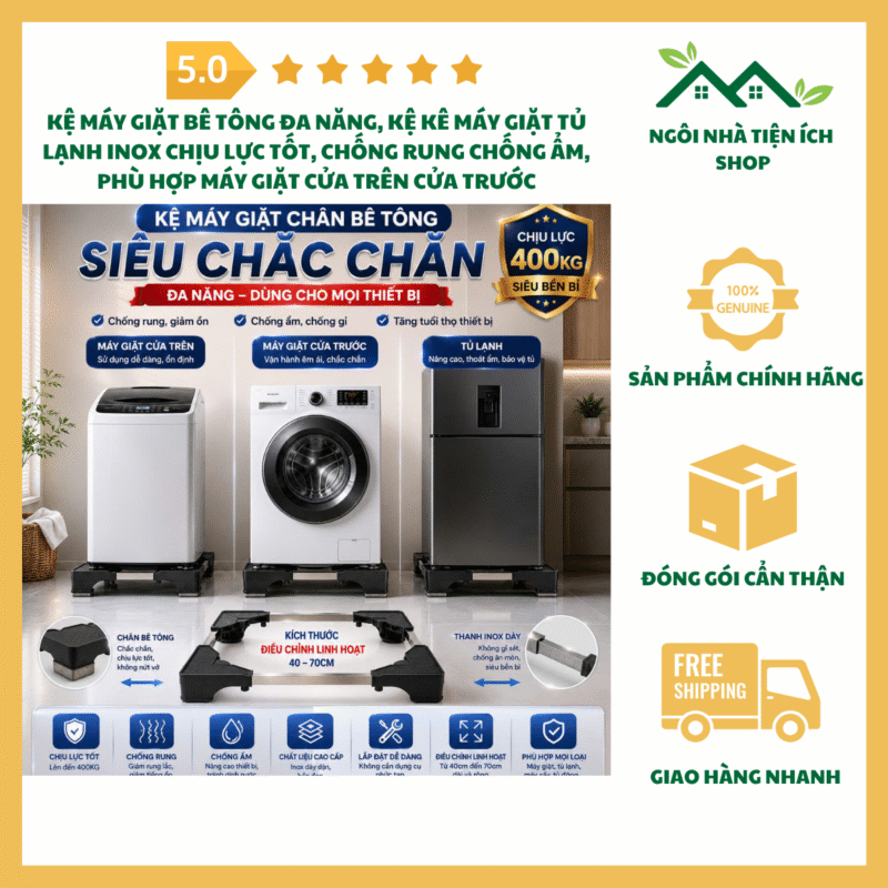 Kệ Máy Giặt Chân Bê Tông Đa Năng Kệ Kê Máy Giặt Tủ Lạnh Inox Chịu Lực Tốt Chống Rung Chống Ẩm Phù Hợp Máy Giặt Cửa Trên Cửa Trước