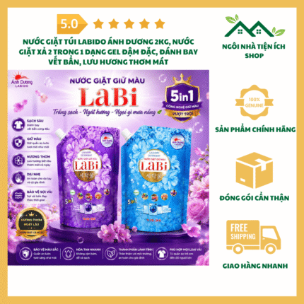Nước Giặt Túi Labido Ánh Dương 2Kg Nước Giặt Xả 2 Trong 1 Dạng Gel Đậm Đặc Đánh Bay Vết Bẩn Lưu Hương Thơm Mát