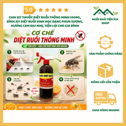 Chai Xịt Thuốc Diệt Ruồi Thông Minh 500ml Bình Xịt Diệt Ruồi Sinh Học Dạng Phun Sương Hương Cam Dịu Nhẹ Tiện Lợi Cho Gia Đình