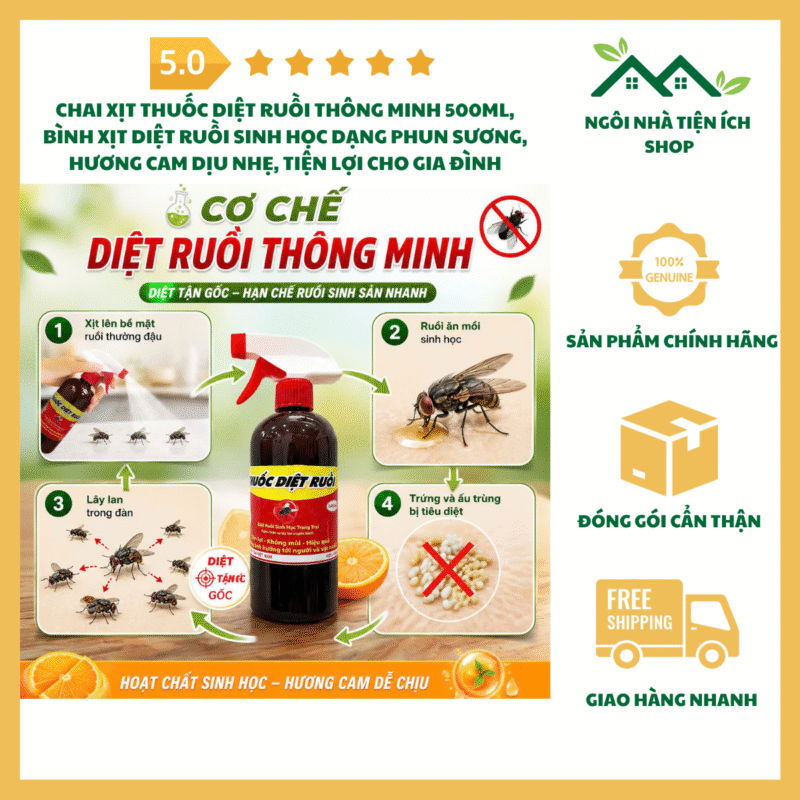Chai Xịt Thuốc Diệt Ruồi Thông Minh 500ml Bình Xịt Diệt Ruồi Sinh Học Dạng Phun Sương Hương Cam Dịu Nhẹ Tiện Lợi Cho Gia Đình