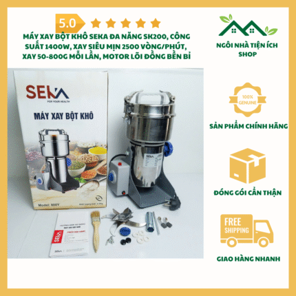 Máy Xay Bột Khô Seka Đa Năng SK200 Công Suất 1400W Xay Siêu Mịn Motor Lõi Đồng Xay Ngũ Cốc Gia Vị Dược Liệu